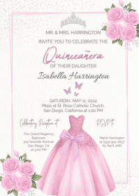 Quinceañera Invitation, Quinceañera invitations online A6 template