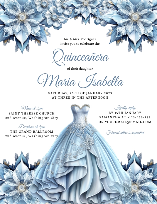 Quinceanera 传单(美国信函) template