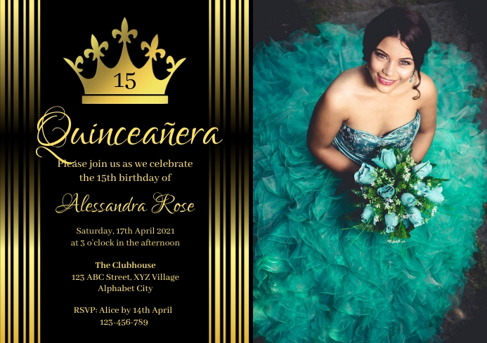 Quinceañera Invitation A4 template