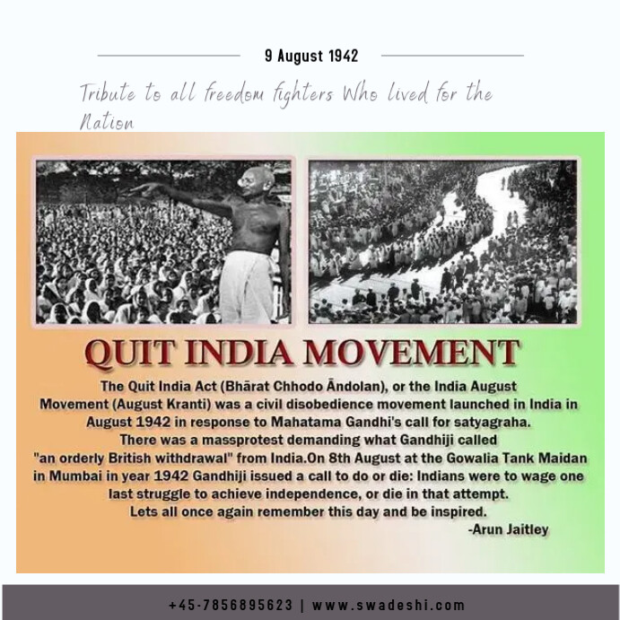 Quit India Movement Day Template | PosterMyWall