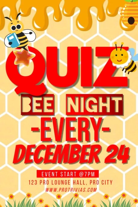 Quiz Bee Night Plakkaat template