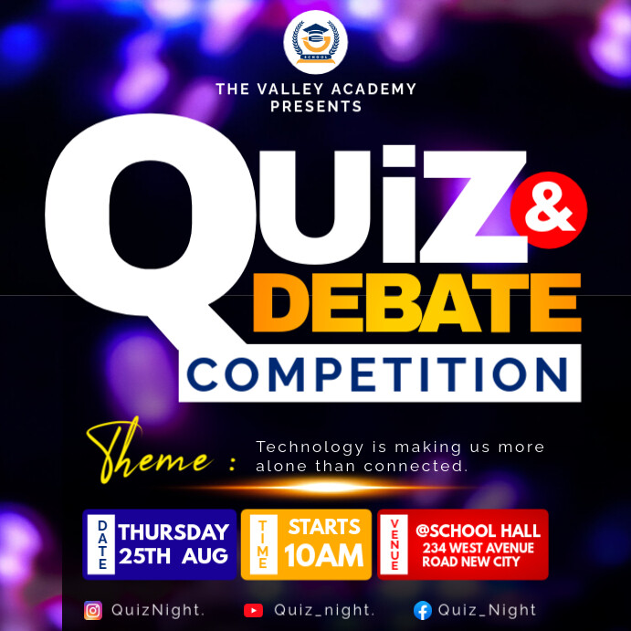 Copy of Quiz debate trivia night game competition pub event invitation ...