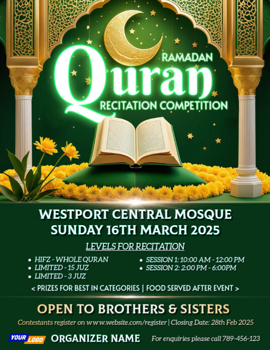 Quran Recitation Competition Flyer Template | PosterMyWall