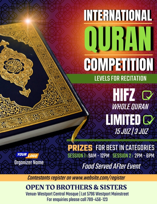 Copie de Quran Recitation Competition Flyer Design | PosterMyWall