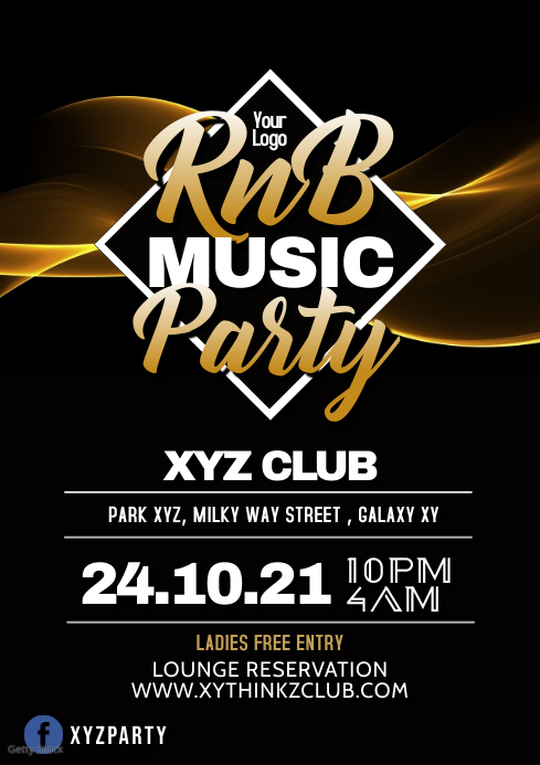 R&B Rnb r'n'b Hip Hop Music Party Club Black Music Oldschol A4 template