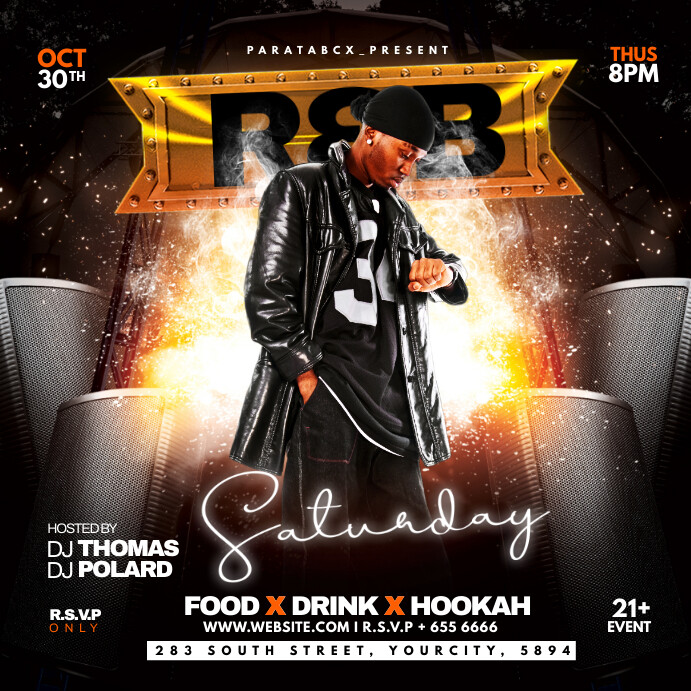 R&B Saturday dj party flyer Wpis na Instagrama template