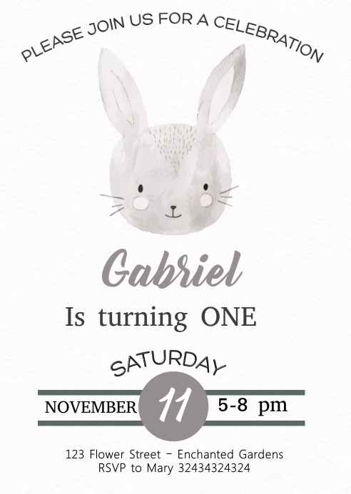 RABBIT invitation A6 template