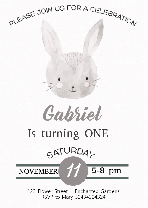 Simon The Rabbit Invitation Plantilla de RABBIT invitation | PosterMyWall