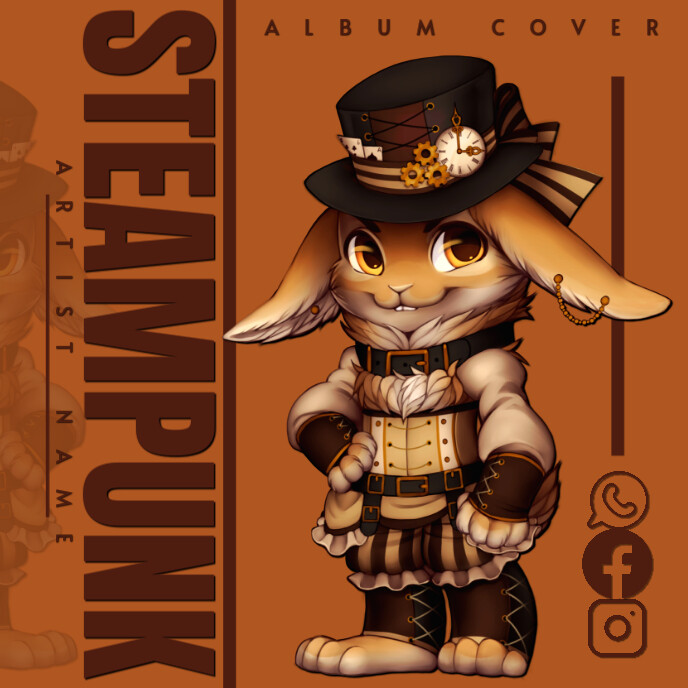 Rabbit Steampunk Album Cover Pochette d'album template
