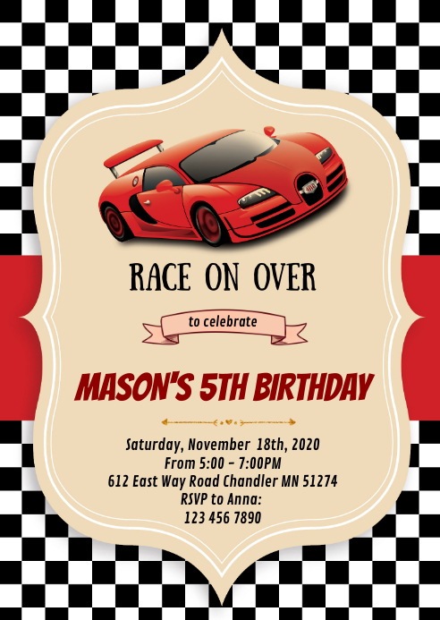 Modele Invitation De Fete D Anniversaire De Voiture De Course Postermywall Modele Invitation De Fete D Anniversaire De Voiture De Course Postermywall