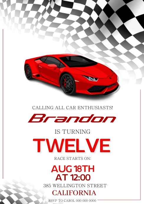 Race car Birthday Party Invitation Template | PosterMyWall