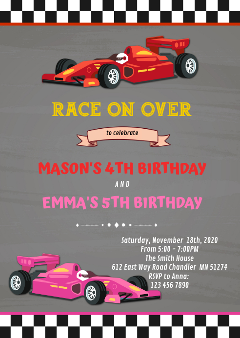 Modele Une Invitation D Anniversaire Commune De Voiture De Course Postermywall Modele Une Invitation D Anniversaire Commune De Voiture De Course Postermywall