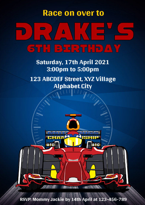Racing Birthday Invitation Template | PosterMyWall