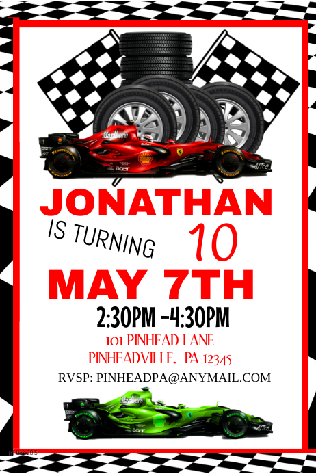 Racing Birthday Invitation Party Template | PosterMyWall