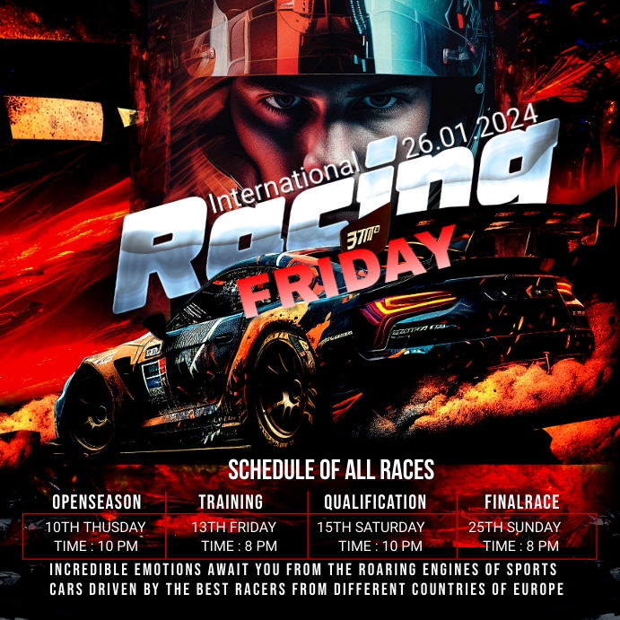 RACING CAR TEMPLATE. | PosterMyWall