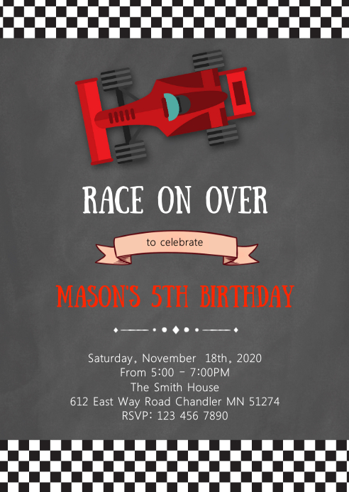 Racing formula birthday party invitation Template | PosterMyWall
