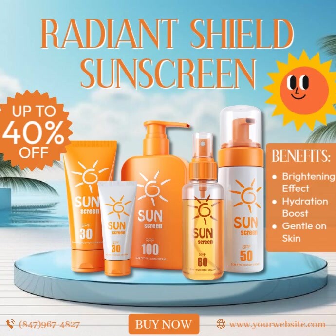 Copy of Radiant Shield Sunscreen | PosterMyWall