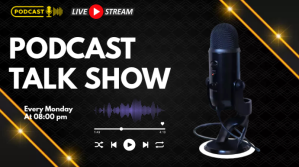 Preto Podcast Talk Show Promotion Ekran reklamowy Template
