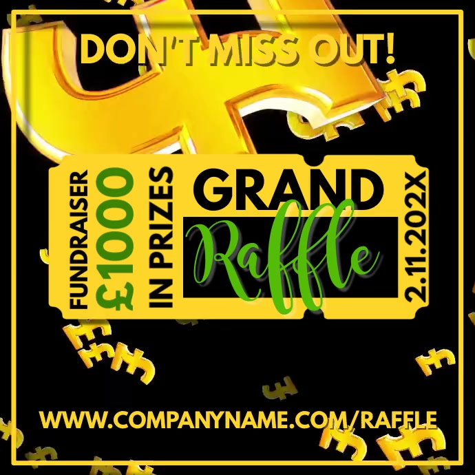 Raffle Ad Dollar Signs Video Template | PosterMyWall