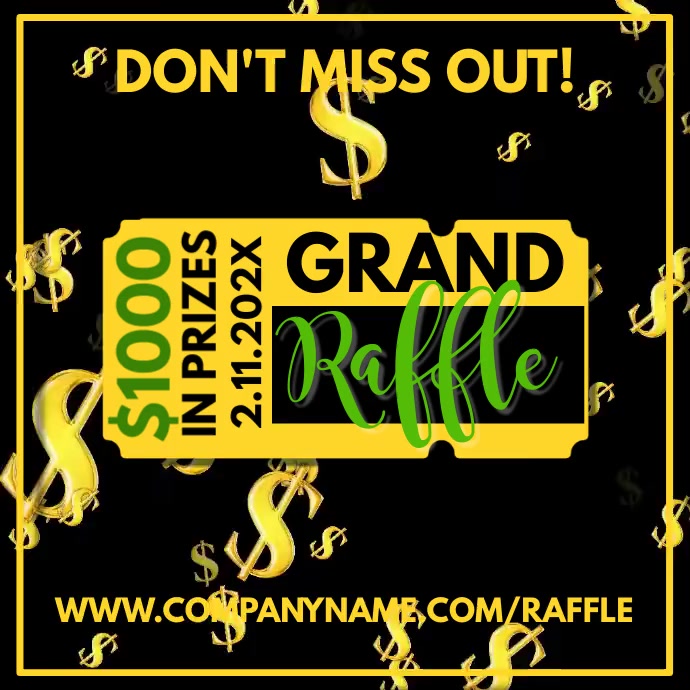Copy of Raffle Ad Dollar Signs Video Template | PosterMyWall