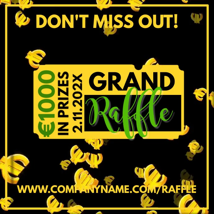Raffle Ad Euro Signs Video Template | PosterMyWall