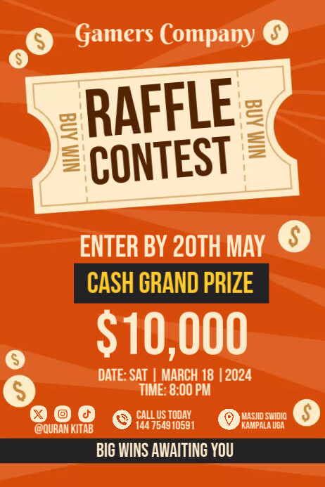 Generic Raffle Poster raffle contest Template | PosterMyWall