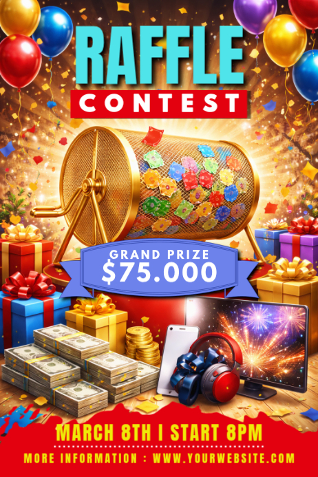 Simple Clean Raffle Posters Raffle Contest Poster Template | PosterMyWall