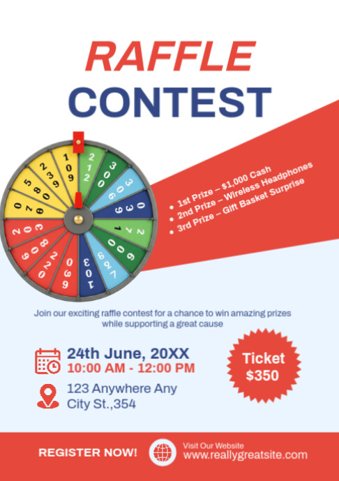 Raffle Contest Poster Template – Lucky Draw & Giveaway Event Flyer ...