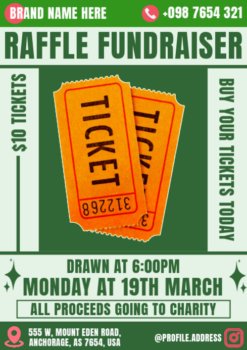 Generic Raffle Poster Raffle fundraiser Template | PosterMyWall