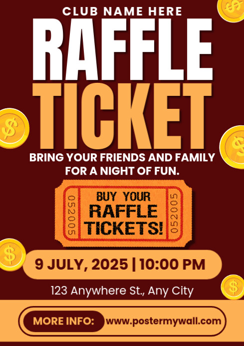 Ticket Raffle Invitations Raffle Ticket Competition Invitation A1 Template | PosterMyWall