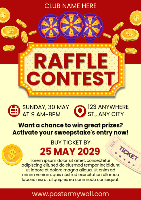 Party Invite Raffles Copy of Raffle Ticket Competition Invitation A4 | PosterMyWall