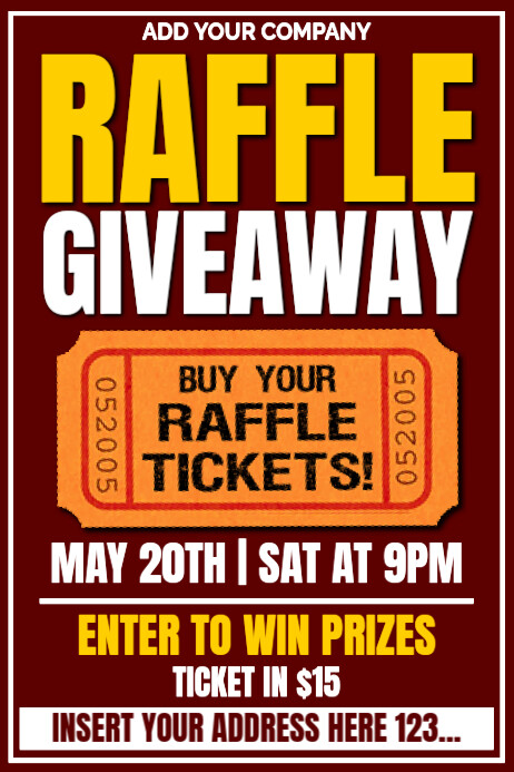 Ticket Raffle Invitations Raffle ticket competition invitation poster flyer Template | PosterMyWall