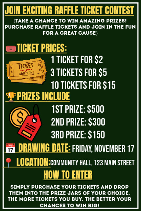 General Raffle Poster Raffle Ticket Competition Poster Template | PosterMyWall