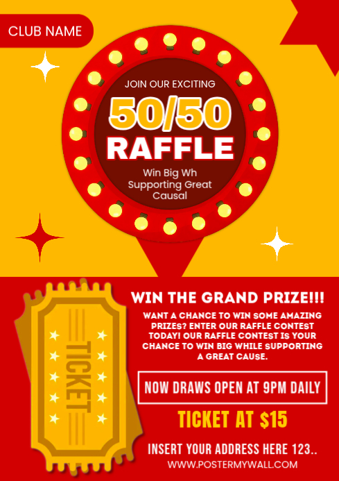 Red Raffle Contest A4 Template | PosterMyWall