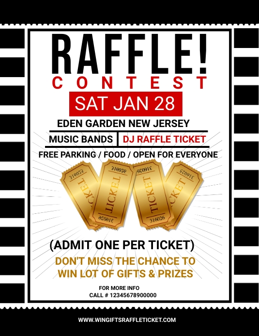 Raffle Ticket Contest Flyer Folheto (US Letter) template