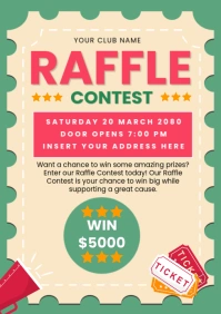 Raffle Ticket contest flyer poster A5 template