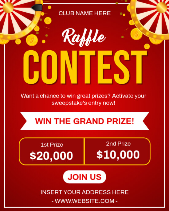 Raffle Ticket Contest Instagram Portrait Templat | PosterMyWall