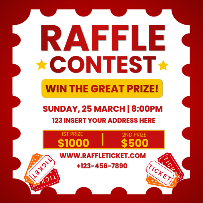 Raffle Ticket Contest Instagram Post Template | PosterMyWall