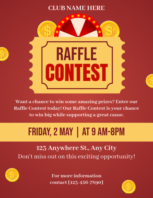Join Our Raffle Event Raffle Ticket Contest Invitation Flyer (us Letter) Template | PosterMyWall