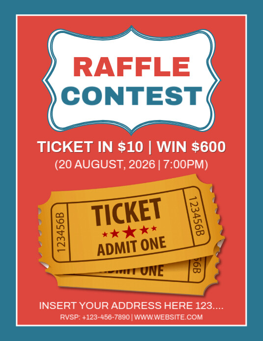 Ticket Raffle Invitations Raffle Ticket Contest Invitation Flyer (us Letter) Template | PosterMyWall