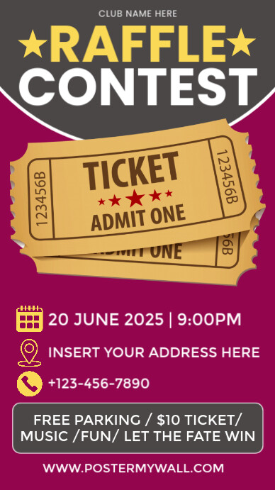 Raffle Ticket Contest Invitation Instagram Story Template | PosterMyWall