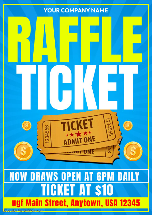 Ticket Raffle Invitations raffle ticket Template | PosterMyWall