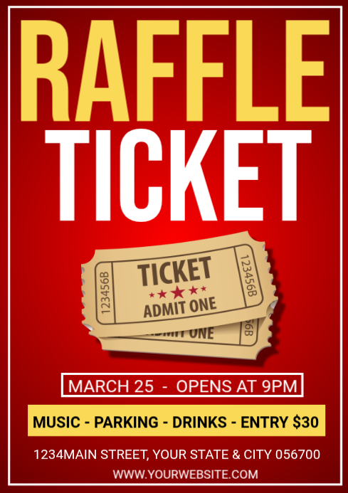 Red Raffle Ticket A4 Template | PosterMyWall