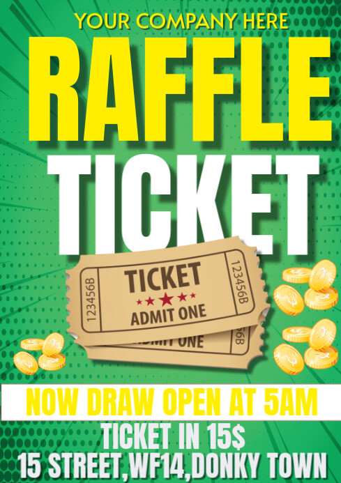 Single Raffle Ticket Raffle ticket DESIGN Template | PosterMyWall