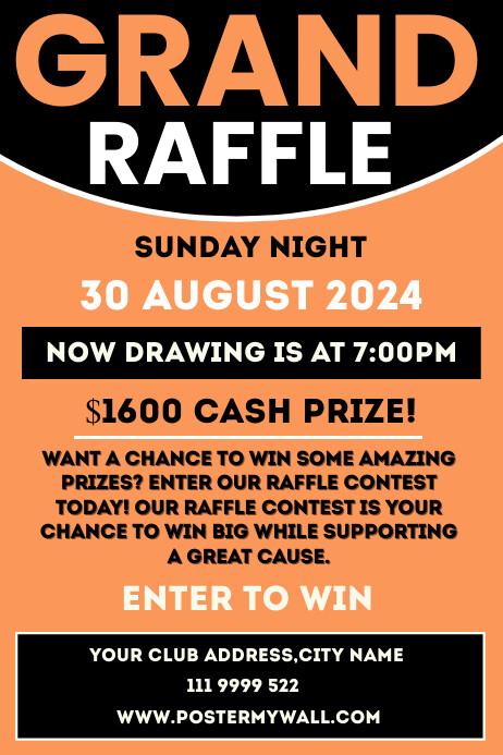 raffle ticket editable poster flyer Templat | PosterMyWall