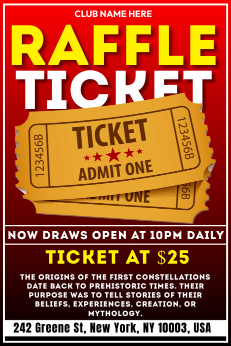 Generic Raffle Poster Raffle Ticket Poster Flyer Full Editable Post Template | PosterMyWall