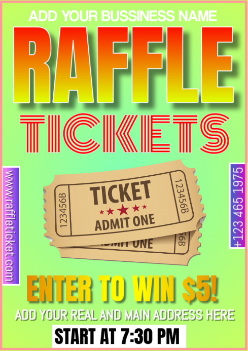 Contoh Raffle Raffle Tickets A3 Templat | PosterMyWall