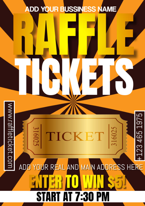 Design Raffle Tickets Horizontal Layout Raffle Tickets A3 Template | PosterMyWall