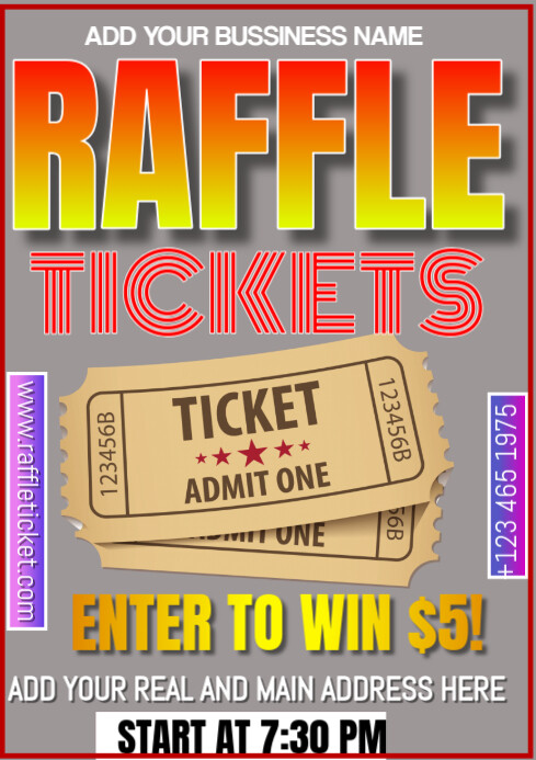 75 Raffle Tickets Raffle Tickets A3 Template | PosterMyWall
