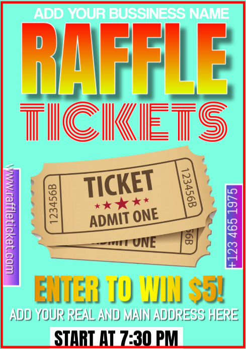 Design Raffle Tickets Horizontal Layout Raffle Tickets A3 Template | PosterMyWall